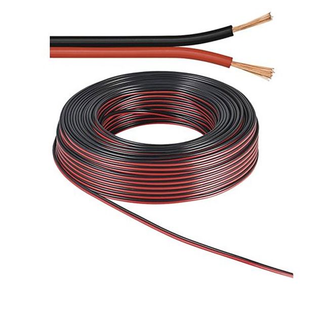 Kabel 50m Rolle 2-polig 1.5mm² H03VH-H YZWL, schwarz/rot, AWG16