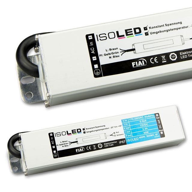 LED transformer 12V/DC, 0-30W, IP66