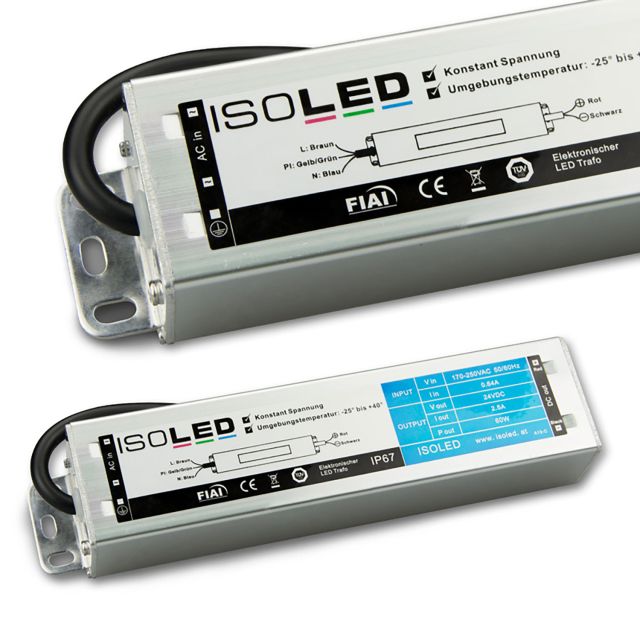 Transformateur LED 24V/DC, 0-60W, IP66