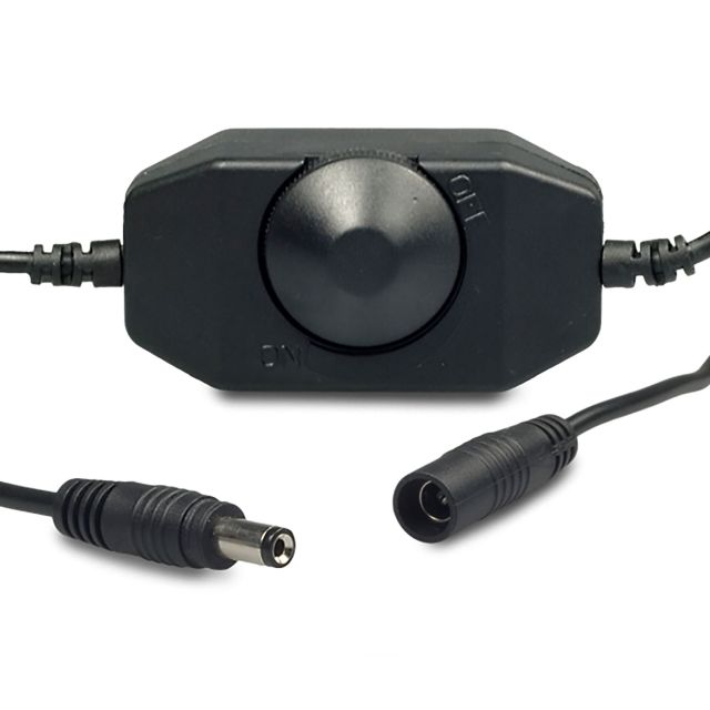 LED Dreh-Controller (Dimmer) schwarz, 2A, max. 48 Watt, Rundstecker Anschluss