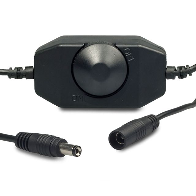 Rallonge de fiche ronde, L: 150 mm, incluant un gradateur rotatif, 2A, 48W, noir