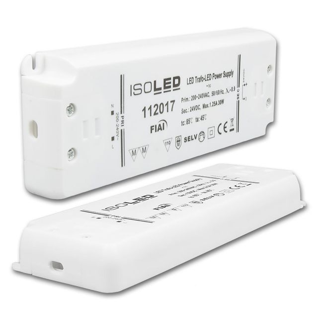 Trasformatore LED 24V/DC, 0-30W, ultrapiatto, SELV