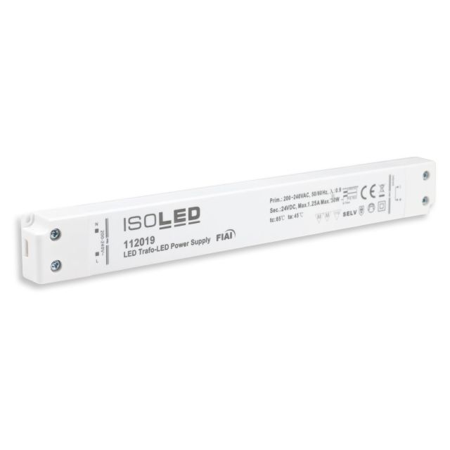Trasformatore LED 24 V/CC, 0-30 W, SELV, ultra sottile