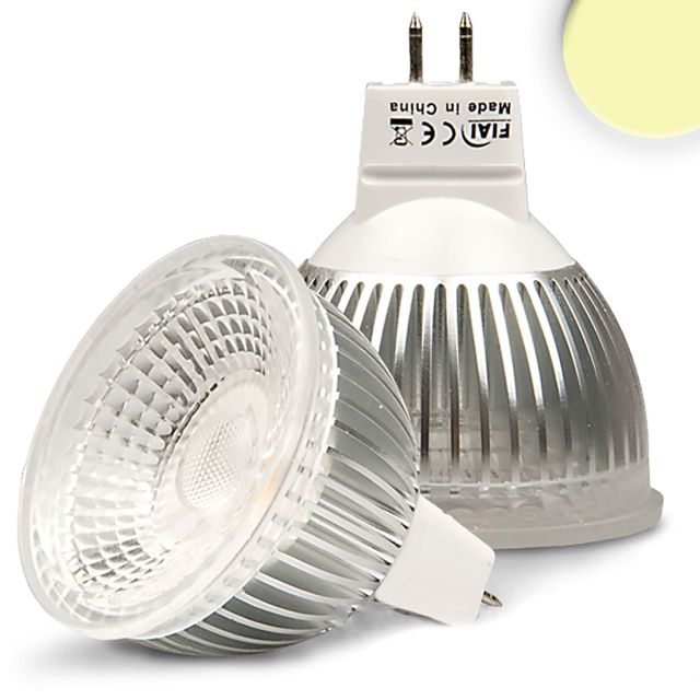 Faretto LED MR16, 6W VETRO-COB, 70°, luce bianca calda, dimm.