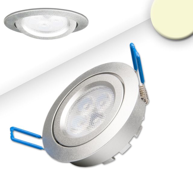 LED Einbaustrahler, silber, 8W, 72°, rund, warmweiß, dimmbar