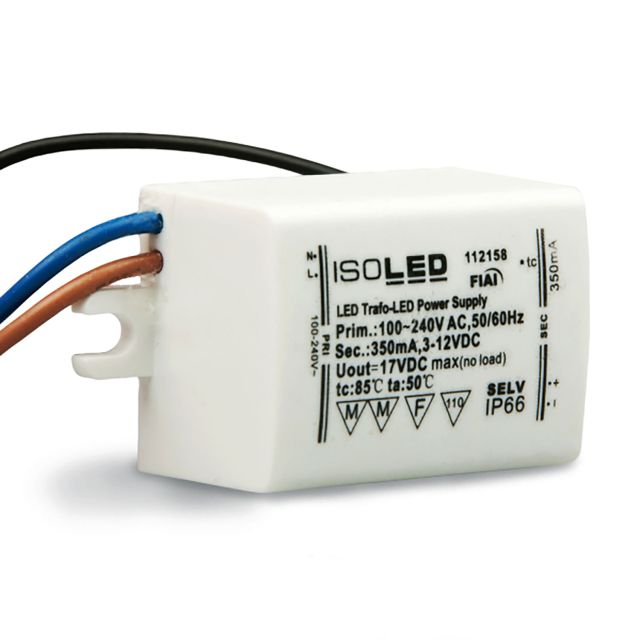 Trasformatore a corrente costante LED 350mA, 1-4W, SELV