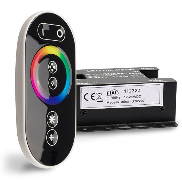 Wireless Touch RGB PWM dimmer con radiocomando flat, 12-24V DC 3x6A