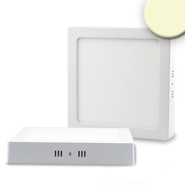 Plafonnier LED blanc, 18W, carré, 220x220mm, blanc chaud