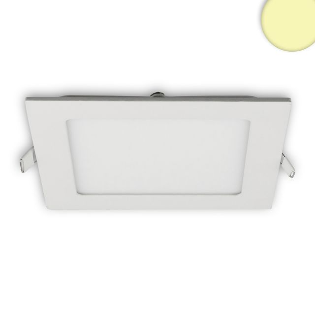 Downlight LED, 9W, carré, ultraplat, blanc, blanc chaud, dimmable