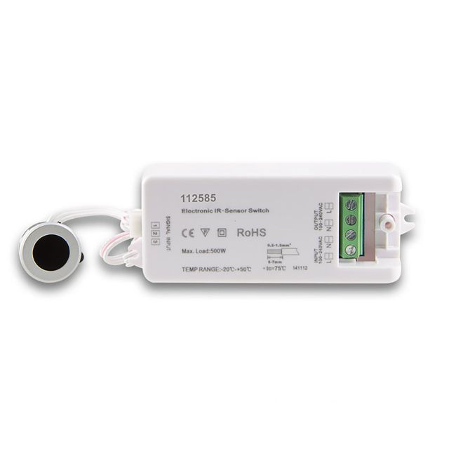 Wipe-Switch with sensor head silver, wipe distance 6cm, 230V, 500VA