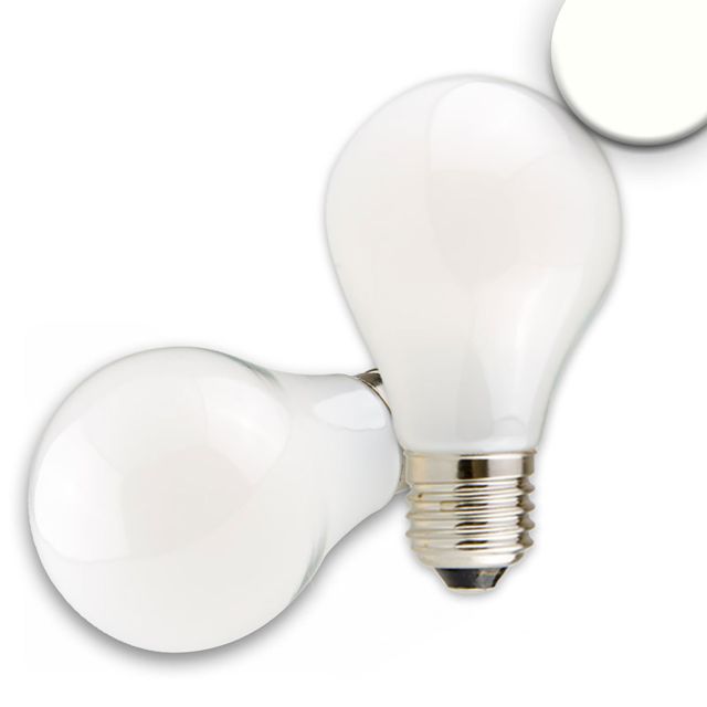 Lampadina LED E27, 8W, lattiginosa, bianco neutro, dimmerabile