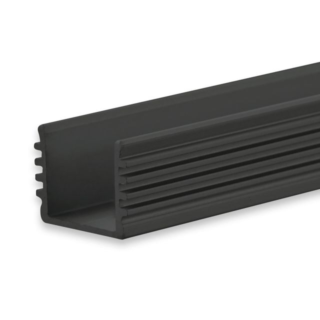 Profilé en applique LED SURF12 BORDERLESS aluminium revêtement en poudre noir RAL 9005, 200cm