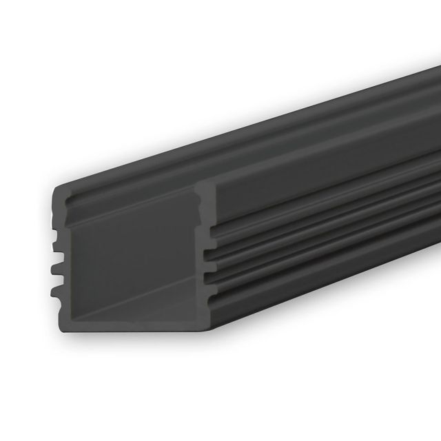 LED Aufbauprofil SURF12 Aluminium schwarz eloxiert RAL 9005, 200cm