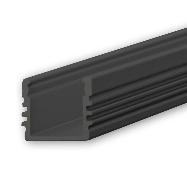 Profilé en applique LED SURF12 aluminium revêtement en poudre noir RAL 9005, 200cm