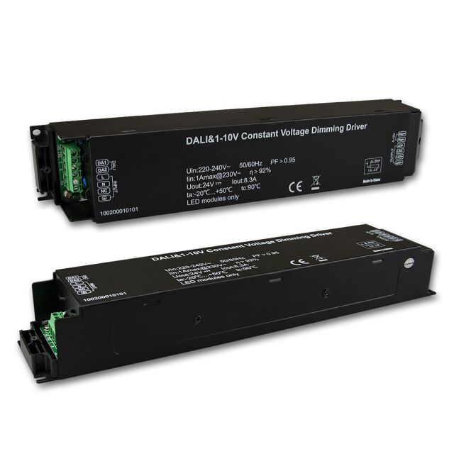 LED PWM-Trafo 24V/DC, 0-200W, IP20, 1-10V/Push/DALI dimmbar