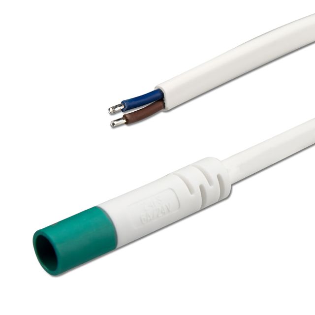 Presa di connessione Mini-Plug femmina, 1m, 2x0,75, IP54, bianco-verde, max. 48V/6A