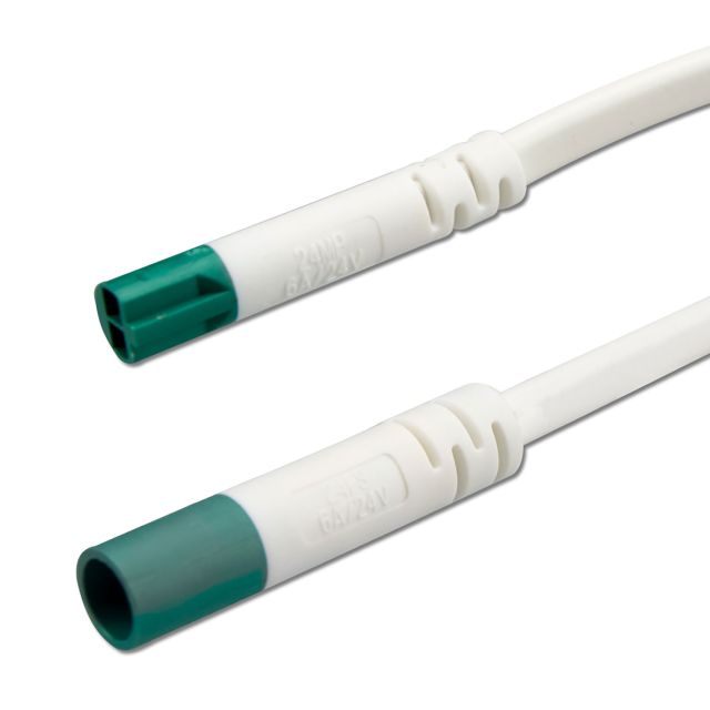 Prolunga Mini-Plug maschio-femmina, 1m, 2x0,75, IP54, bianco-verde, max. 48V/6A