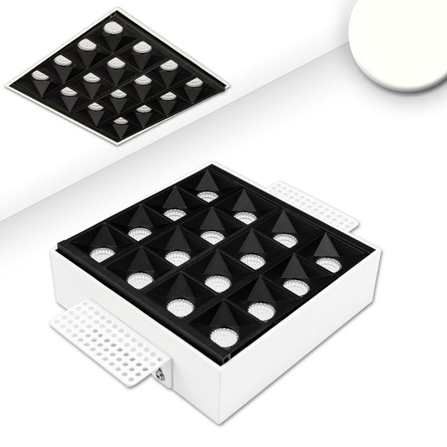 LED recessed light grid flush black 15W, neutral white, 1-10V dimmable