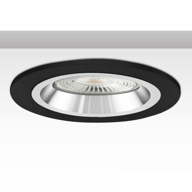 Cornice da incasso rotondo, foro di 80 mm, nero + bianco-argento, per spot GU10/MR16