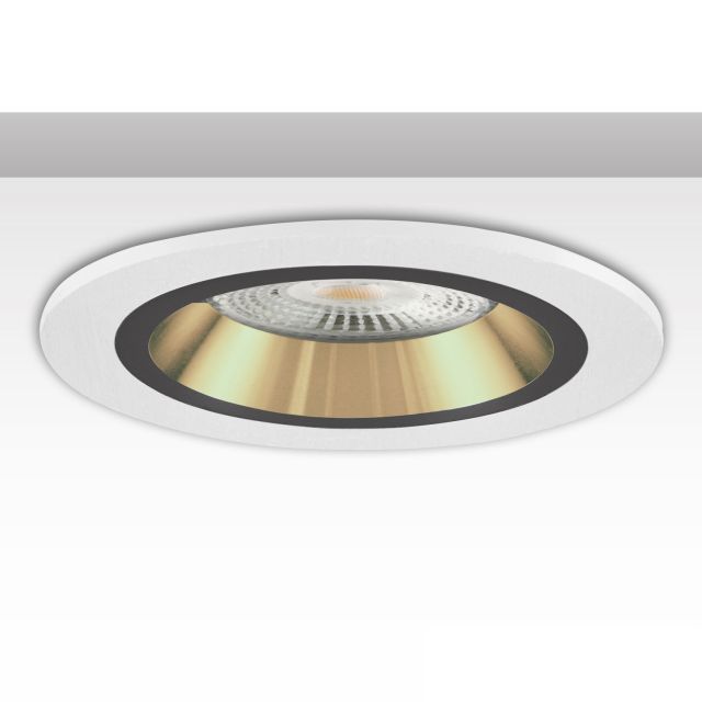 Cornice da incasso rotondo, foro di 80 mm, bianco + nero-oro, per spot GU10/MR16