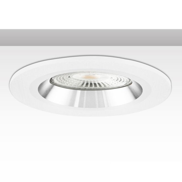Cornice da incasso rotondo, foro di 80 mm, bianco + bianco-argento, per spot GU10/MR16