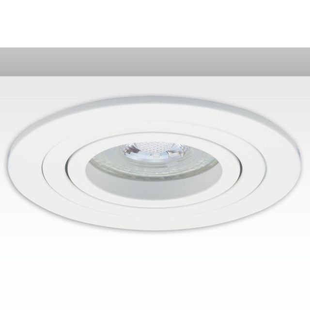 Cornice da incasso rotondo, foro di 80 mm, bianco + alluminio bianco, per spot GU10/MR16