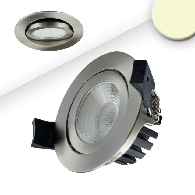Spot LED encastré, argent, 8W, 60°, rond, blanc chaud, IP65, dimmable