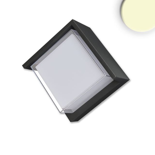 LED wall light angular, 6W, IP54, sand black, warm white