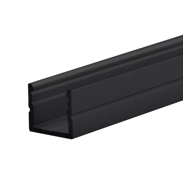 LED Aufbauprofil SURF8 Aluminium schwarz RAL 9005, 200cm