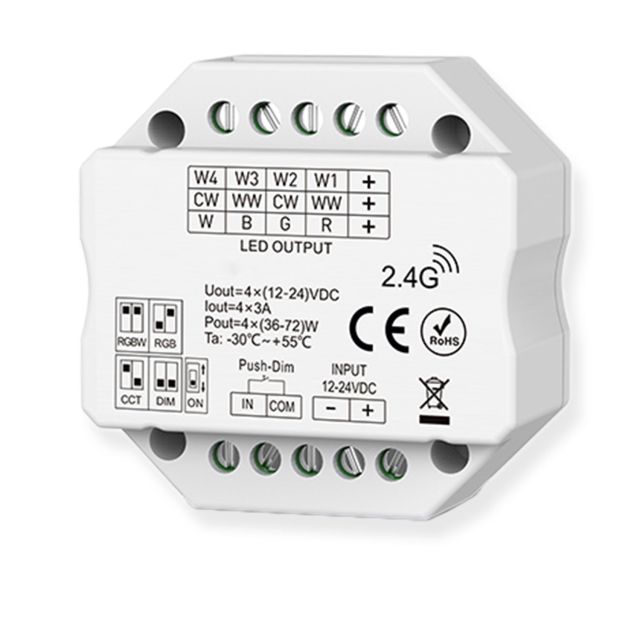 Sys-Pro Push/Radio Mesh PWM Controller, 1-4 canali, 12-24V DC 4x3A