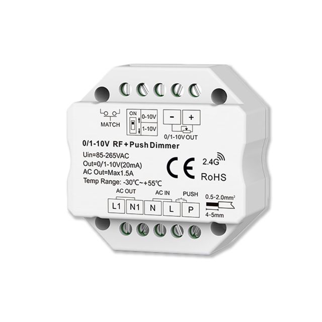 Sys-Pro Push/Radio Mesh dimmer with 0/1-10V output and switch 85-265V 1.5A
