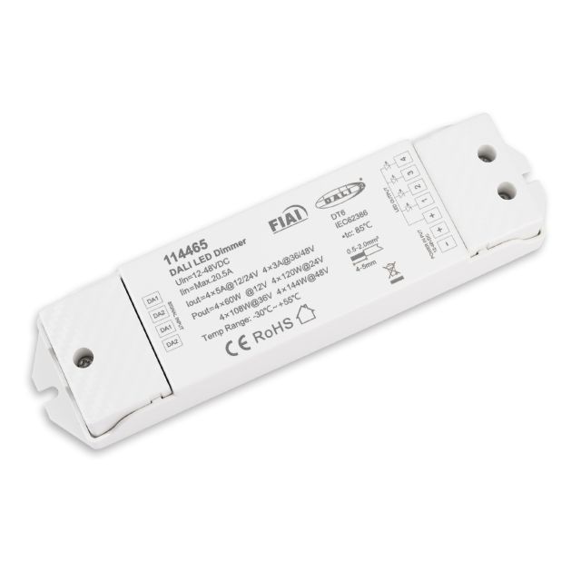 DALI DT6 4 addresses PWM dimmer, 4 channel, 12-24V DC 4x5A, 36-48V DC 4x3A