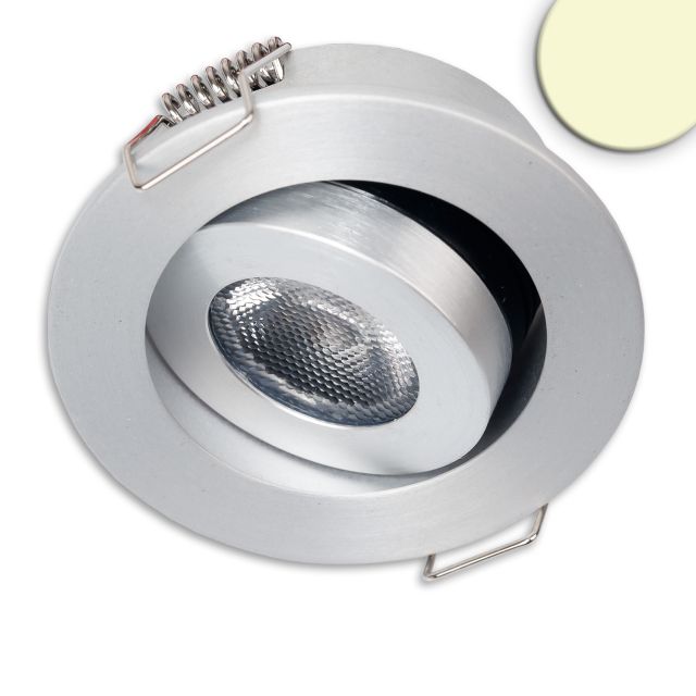 Lampada da incasso LED MiniAMP alluminio spazzolato, 3W, 24V CC, bianco caldo, dimmerabile