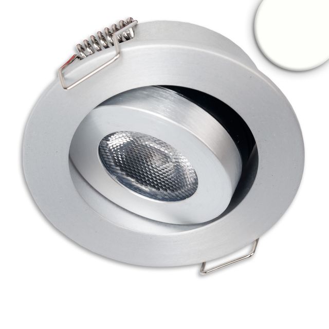 LED recessed luminaire MiniAMP alu brushed, 3W, 24V DC, neutral white, dimmable