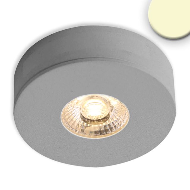 LED recessed and under-cabinet luminaire MiniAMP alu brushed, 3W, 24V DC, warm white, dimmable