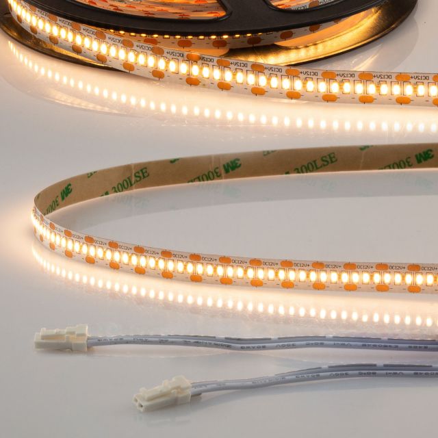LED CRI925 MiniAMP strip, 12V DC, 6W, IP20, 2500K, 120cm, cavo bilat. 30cm + maschioAMP, 300 LED/m