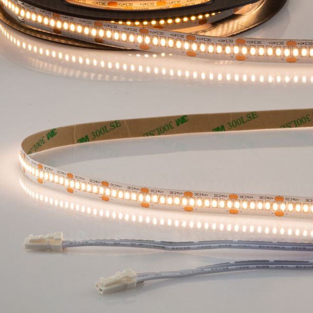 LED CRI930 MiniAMP strip, 24V DC, 6W, IP20, 3000K, 250cm, cavo bilat. 30cm + maschioAMP, 300 LED/m