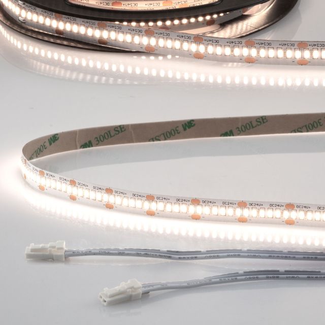 LED CRI940 MiniAMP ruban, 24V DC, 12W, IP20, 4000K, 250cm, câble bilat. de 30cm + mâleAMP, 300 LED/m