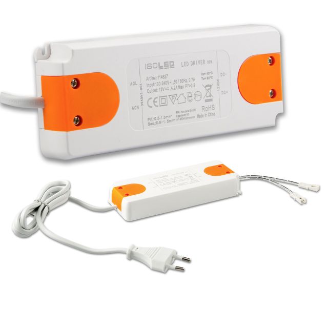 LED transformer MiniAMP 12V/DC, 0-50W, 120cm cable with flat plug, secondary 2 female sockets