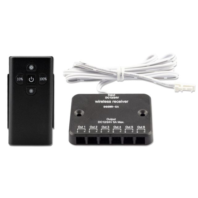 MiniAMP LED touch/radio PWM dimmer, 1 canale, 12-24V DC 5A, incl. telecomando