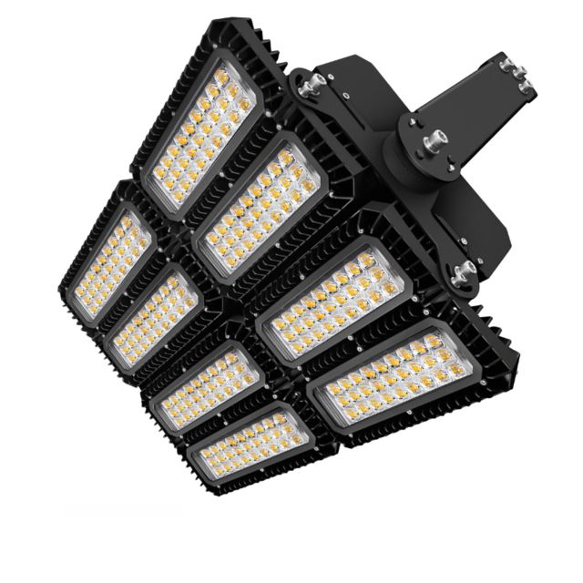 LED Flutlicht 900W, 130x40° asymmetrisch, variabel, DALI dimmbar, warmweiß, IP66