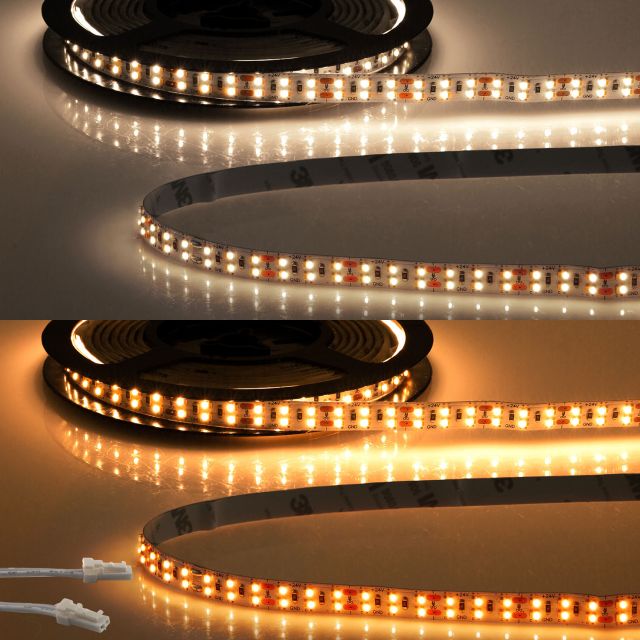 LED CRI919/940 MiniAMP CCT Flexband, 24V DC, 21W, IP20, 500cm, Kabel beids. + maleAMP, 480 LED/m