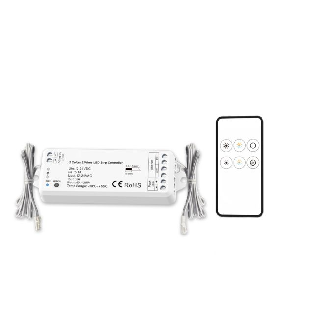 LED white dynamic push/radio PWM dimmer MiniAMP incl. remote control 12-24V DC, 5A