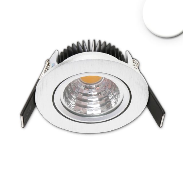LED spotlight recessed MiniAMP 24V DC, 68mm hole, brushed aluminum, 5W, 4000K, dimmable