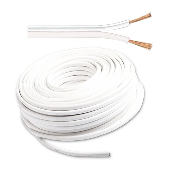 Kabel 25m Rolle 2-polig 0,75mm² H03VH-H YZWL, weiß/weiß, AWG 18