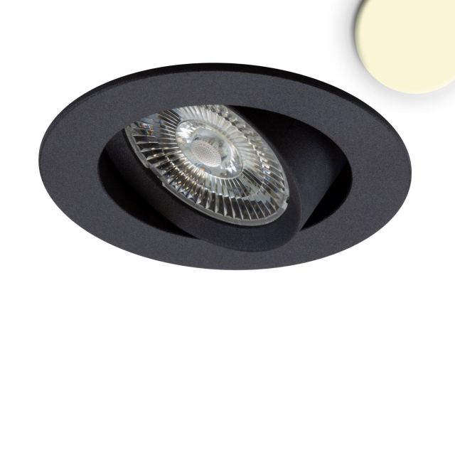 LED recessed luminaire Slim68 MiniAMP black, round 8W, 24V DC, warm white, dimmable