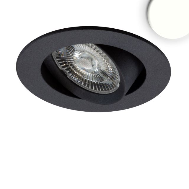 LED recessed luminaire Slim68 MiniAMP black, round, 8W, 24V DC, neutral white, dimmable
