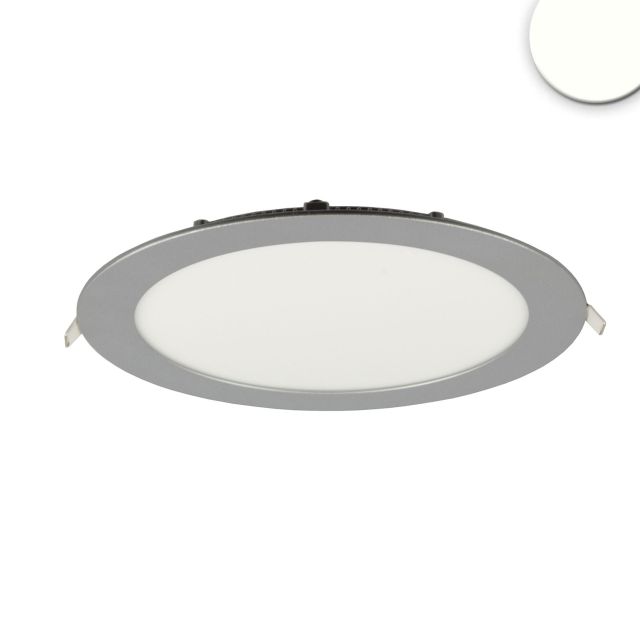 LED downlight, 18W, ultra flat, round, silver, neutral white