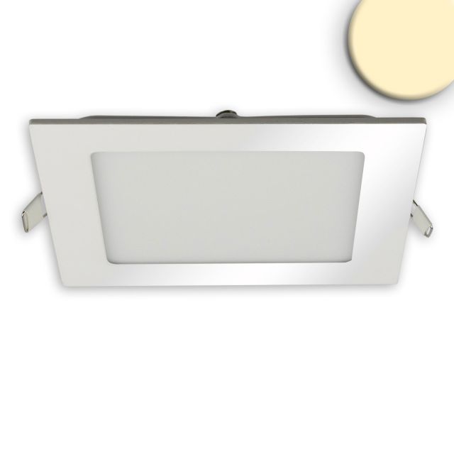 Downlight LED, 15W, carré, ultra-plat, argent, blanc chaud, dimmable