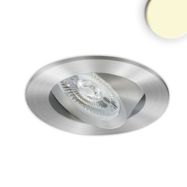 LED recessed luminaire Slim68 MiniAMP brushed aluminium, round 8W, 24V DC, warm white, dimmable